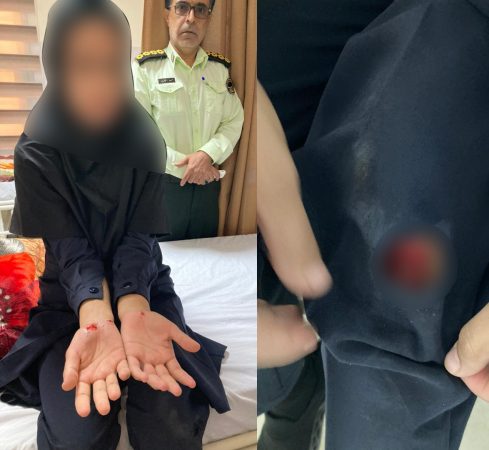 نجات یک خانم از چنگ سگ های ولگرد توسط مأمور پلیس در فهرج