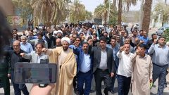 راهپیمایی نمازگزاران فهرجی در محکومیت شهادت هنیه